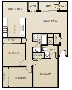 Summit Creek Apartments 3x2 Market Floor Plan Summit Creek Apartments 3x2 Market Floor Plan